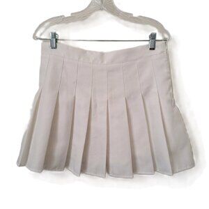 Women Short Mini Skirt Pleated White Color Only Measurements Preowned